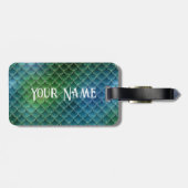 Étiquette À Bagage Mermaid Theme Verts et or (Dos horizontal)