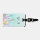 Étiquette À Bagage Mermaids et méduses sous l'aquarelle marine (Devant horizontal)