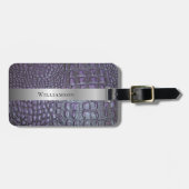 Étiquette À Bagage Métal argenté en cuir numérique à Reptile violet (Devant horizontal)