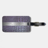 Étiquette À Bagage Métal argenté en cuir numérique à Reptile violet (Dos horizontal)