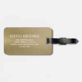 Étiquette À Bagage Métal brossé Or Monogramme moderne (Dos horizontal)