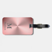 Étiquette À Bagage Métal brossé rose moderne Nom et monogramme (Dos horizontal)