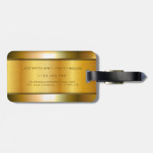 Étiquette À Bagage Métal doré brillant Look Luxe Acier Inoxydable (Dos horizontal)