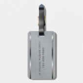 Étiquette À Bagage Métal exécutif de gris de style de nom masculin de (Dos Vertical)