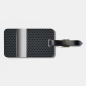 Étiquette À Bagage Métal foncé rayé en acier (Dos horizontal)