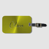 Étiquette À Bagage Métal jaune brillant (Devant Horizontal)