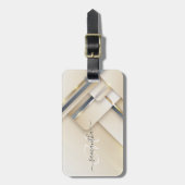 Étiquette À Bagage Métal mixte 3-D look Calligraphie Or Monogramme (Devant Vertical)