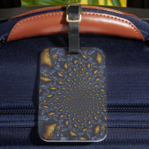 Étiquette À Bagage Métal Moulé or et argent bleu