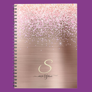 Étiquette À Bagage Métal or rose, Parties scintillant, nom du script 