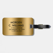 Étiquette À Bagage Metallic gold texture monogram (Dos horizontal)