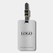 Étiquette À Bagage Metallic Grey Votre entreprise Logo Entreprise Per (Devant Vertical)