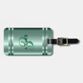 Étiquette À Bagage Metallo Pastel Vert Design Acier Inoxydable Look (Devant horizontal)