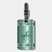 Étiquette À Bagage Metallo Pastel Vert Design Acier Inoxydable Look (Devant Vertical)