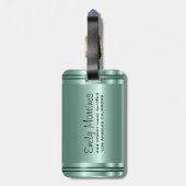Étiquette À Bagage Metallo Pastel Vert Design Acier Inoxydable Look (Dos Vertical)