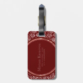 Étiquette À Bagage Métallo rose Damas Bourgogne Arrière - plan Monogr (Dos Vertical)
