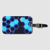 Étiquette À Bagage Métissage Holographique Cyberpunk Carreaux Hexagon (Devant Horizontal)