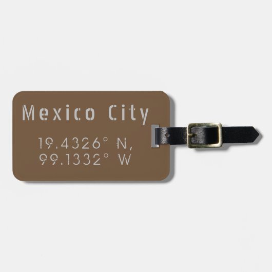Étiquette À Bagage Mexico City Latitude Longitude Personnalisée (Devant horizontal)