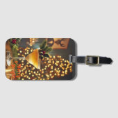 Étiquette À Bagage Mi-Siècle Noël Joyeux & Cocktail lumineux (Devant Horizontal)