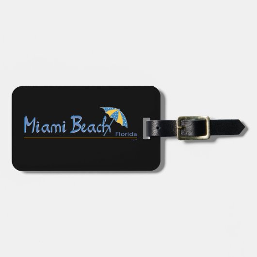 Étiquette À Bagage Miami Beach, Floride Cool parapluie (Devant horizontal)