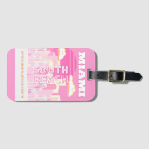 Étiquette À Bagage Miami Beach, Miami Travel Art, Preppy, rose