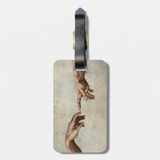 Étiquette À Bagage Michaelangelo mains création adam dieu (Dos Vertical)