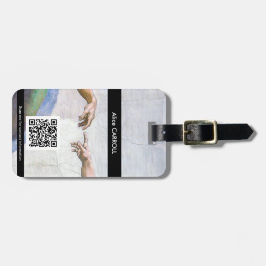 Étiquette À Bagage Michelangelo - Création d'Adam isolé - QR Code (Devant horizontal)