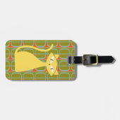 Étiquette À Bagage Mid Century Modern Cat on Geometric Pattern (Devant horizontal)