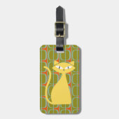 Étiquette À Bagage Mid Century Modern Cat on Geometric Pattern (Devant Vertical)