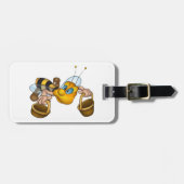 Étiquette À Bagage Miel abeille avec paniers Amusants Animation Bee (Devant horizontal)