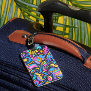 Étiquette À Bagage Mignon Amusant Funky Coloré Gras Fantaisiste Forme
