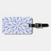 Étiquette À Bagage mignon blanc bleu simple fleurs feuilles (Devant horizontal)