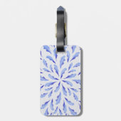 Étiquette À Bagage mignon blanc bleu simple fleurs feuilles (Dos Vertical)