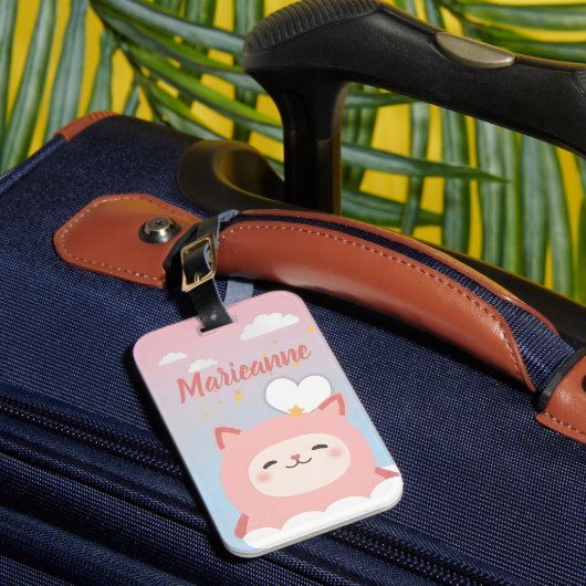 Étiquette À Bagage Mignon Chat Rose Kawaii (Insitu Rectoal 1)