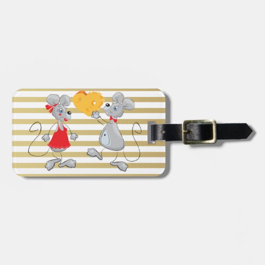 Étiquette À Bagage Mignon Drôle Fantaisiste Souris-Rayures (Devant horizontal)