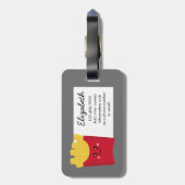 Étiquette À Bagage mignon friture avec arrière - plan gris (Dos Vertical)