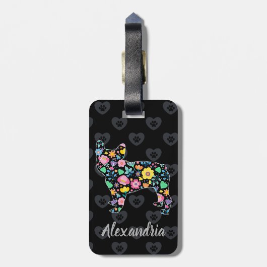 Étiquette À Bagage Mignonne Amour Mon Chien À Balles Français Design (Dos Vertical)