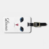 Étiquette À Bagage Mignonne Amoureux des chats Adorable Face Blanc (Devant horizontal)