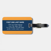 Étiquette À Bagage Mignonne Ancre Pointe Orange avec Nom Personnalisé (Dos horizontal)