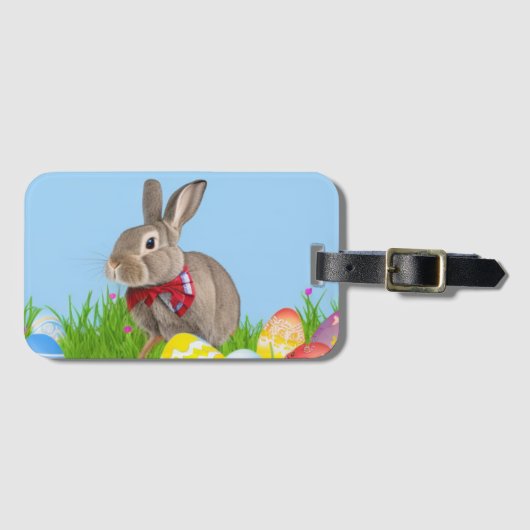 Étiquette À Bagage Mignonne Bunnyfor Pâques pour une humeur positive (Devant Horizontal)
