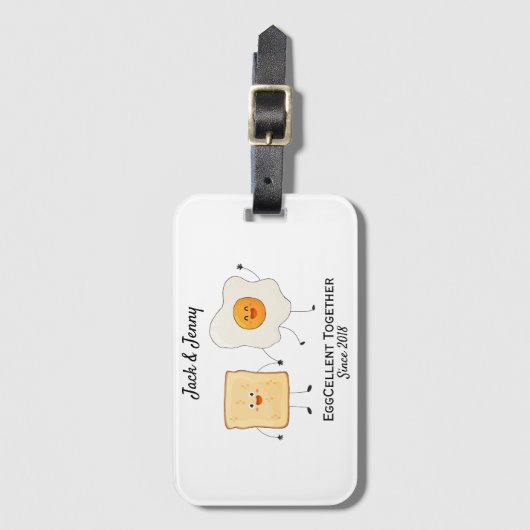 Étiquette À Bagage Mignonne Drôle Joyeux Toast Eggcelcelcelcelcate En (Devant Vertical)