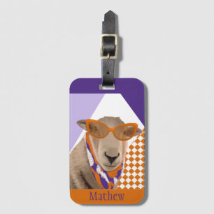 Étiquette À Bagage Mignonne Mouton Avec Lunettes