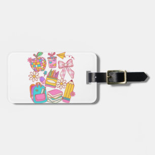 Étiquette À Bagage 🎒 📚 ✨ Mignonne Retour À L'Approvisionnement Scol