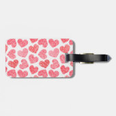 Étiquette À Bagage Mignonne Rouge Doodled Heart Valentine's Day Motif (Dos horizontal)