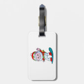 Étiquette À Bagage mignonne yeti en costume père Noël en snowboard (Dos Vertical)