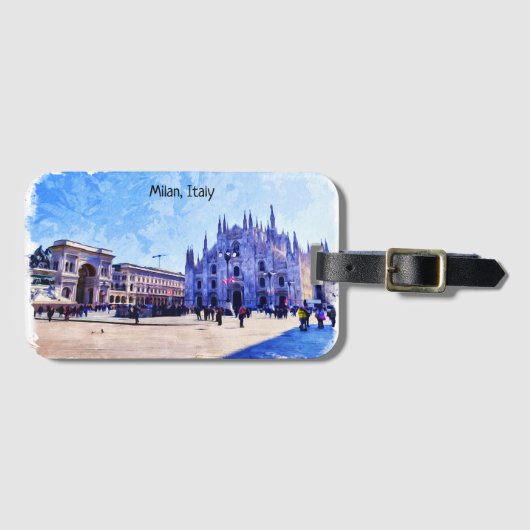 Étiquette À Bagage Milan Italie Cathédrale Panorama Vue (Devant Horizontal)