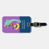 Étiquette À Bagage Min & Clover | Joyeux Cowgirl & Brontosaurus Ride (Devant horizontal)