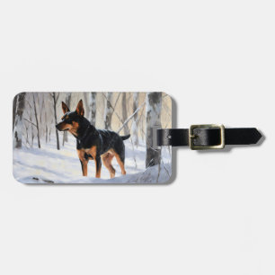 Étiquette À Bagage Mince Pinscher Laisser Neige Noël