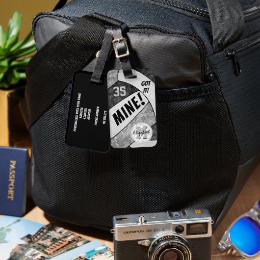 Étiquette À Bagage MINE ! Couleurs de l'équipe de volley-ball gris no (Recto & Verso)