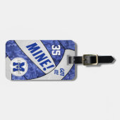 Étiquette À Bagage MINE! filles bleu blanc volleyball équipe cadeaux (Devant horizontal)