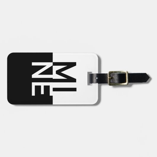 Étiquette À Bagage MINE noir et blanc (Devant horizontal)